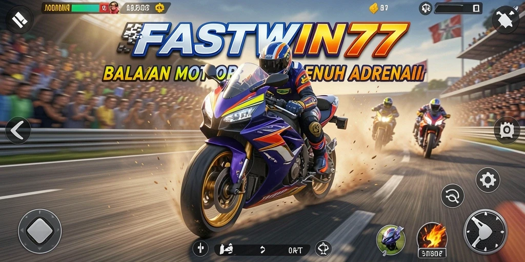 Gameplay seru FASTWIN77 dengan aksi balapan motor yang mendebarkan.