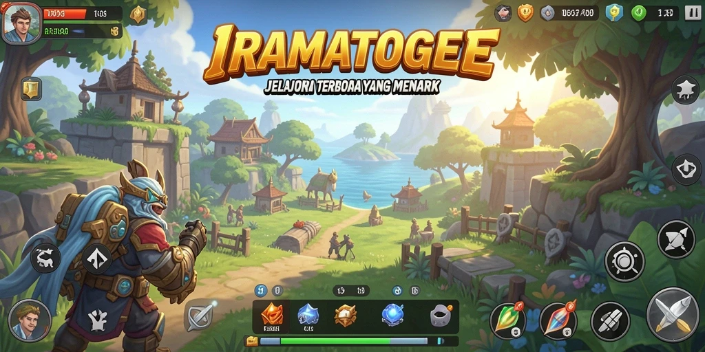 Screenshot gameplay IRAMATOGEL yang menunjukkan eksplorasi dunia terbuka.
