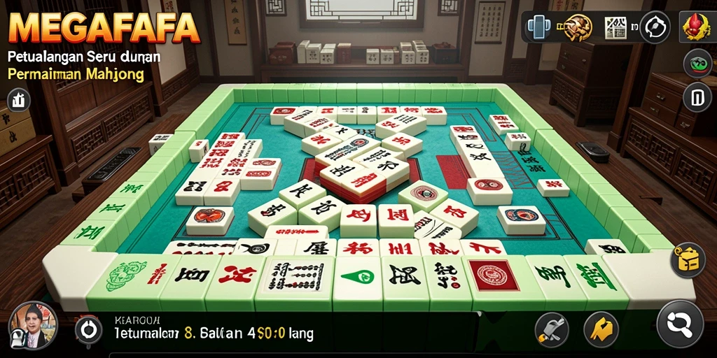 Screenshot utama MEGAFAFA menunjukkan gameplay seru Mahjong.