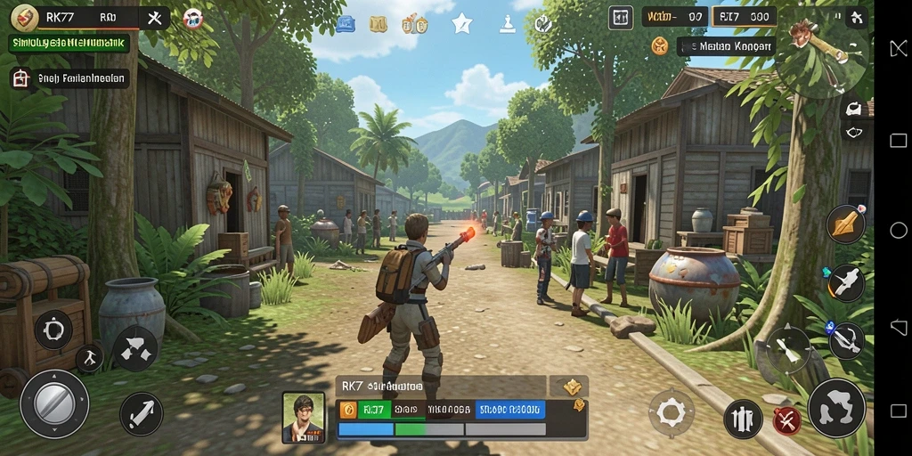 Screenshot RK77 menampilkan gameplay simulasi kehidupan yang dinamis dan interaktif.
