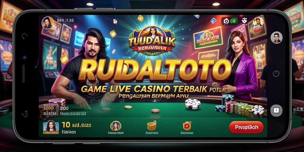 Screenshot utama RUDALTOTO menampilkan dealer langsung dan antarmuka permainan yang interaktif.